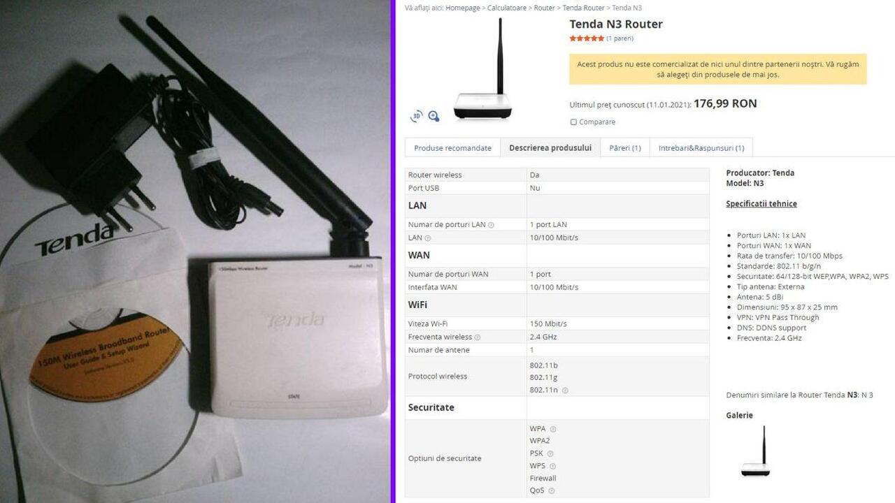 Router Wireless-N Tenda N-3 Router Wireless-N Tenda N-3