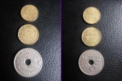 Monede 10 si 20 Euro Cent 2002 plus 5 Kroner 1990