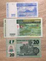 Bancnote din Madagascar,Nigeria,Zambia,Mozambic,Malawi