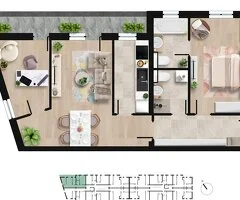 Apartament cu 3 camere și două băi, langa Lacul Morii