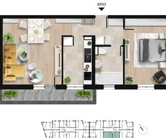 Apartament 2 camere, cu balcon spațios langa Lacul Morii