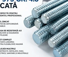 Tija Filetata DIN 975 Gr. 4.8 Zincata – Pentru Fixare si Montaj